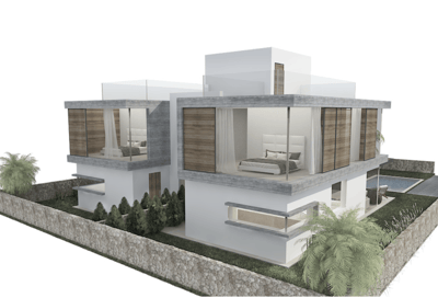 high quality new build semi-detached house with sea views in Badia Gran, Mallorca sold as a project to a private investor