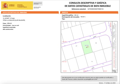 Cadastral extract for a property in Mallorca